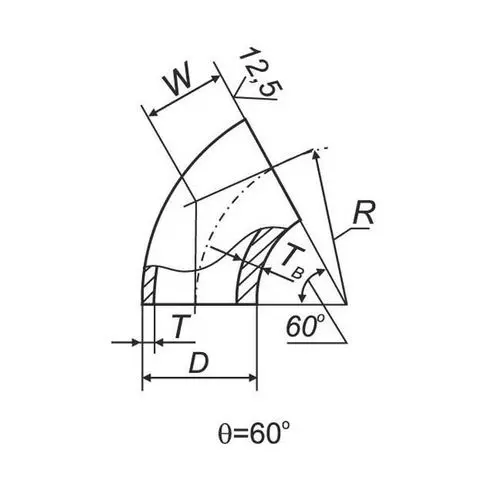 Отводы 60 в ВУС 800x820x32 мм Сталь 20 ГОСТ 17375-2001