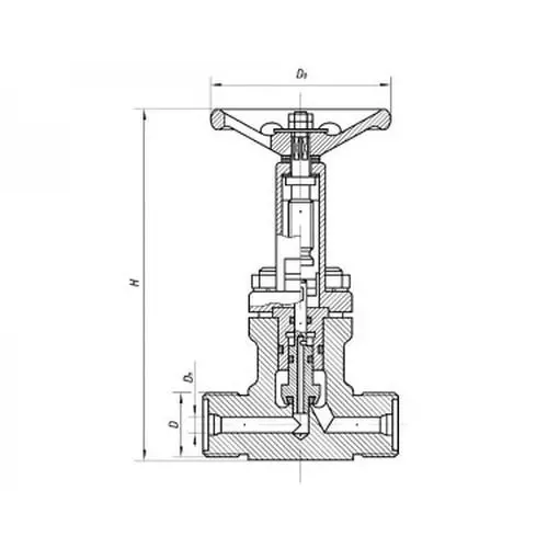 Бронзовый запорный проходной штуцерный клапан 521-35.3238-01 (ИТШЛ.49111114-01) 