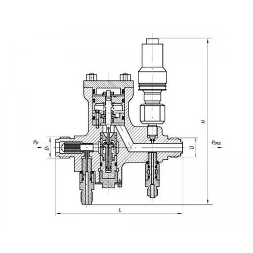 Нержавеющий клапан редукционный проходной штуцерный 525-0343-02 (ИТШЛ.493.17105-02) 