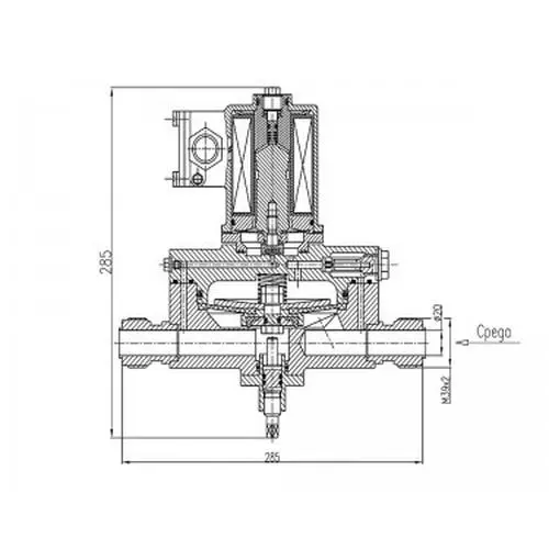 Титановый запорный проходной штуцерный клапан с электромагнитным и ручным приводом 587-35.8984-02 